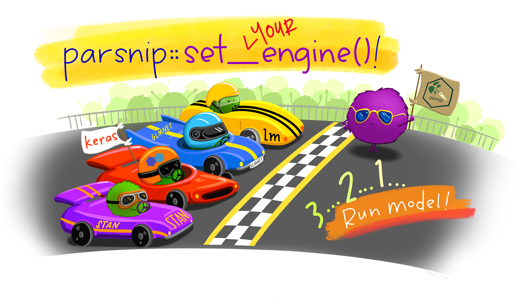 Parsnip set your engine, illustrated by Allison Horst